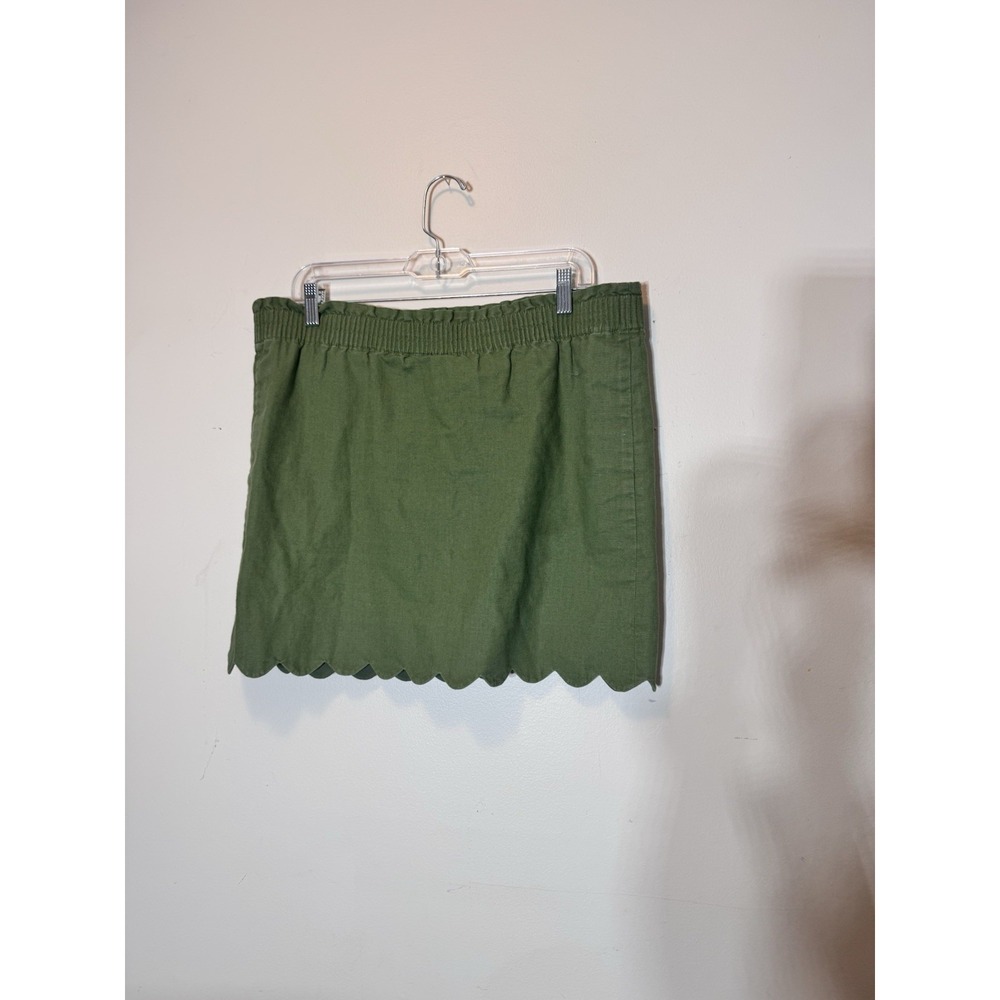 Women's Green J. By J. Crew Scalloped Linen Blend Skirt   Size 6 Summer Work